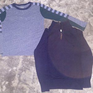 Crewcuts Navy/Green Long Sleeve Shirt and Zip-Up Navy Pullover